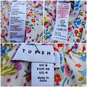 Ditzy Floral Ruffle Shorts TopShop Size 4 White Multi Rainbow Girly Flirty  NWT